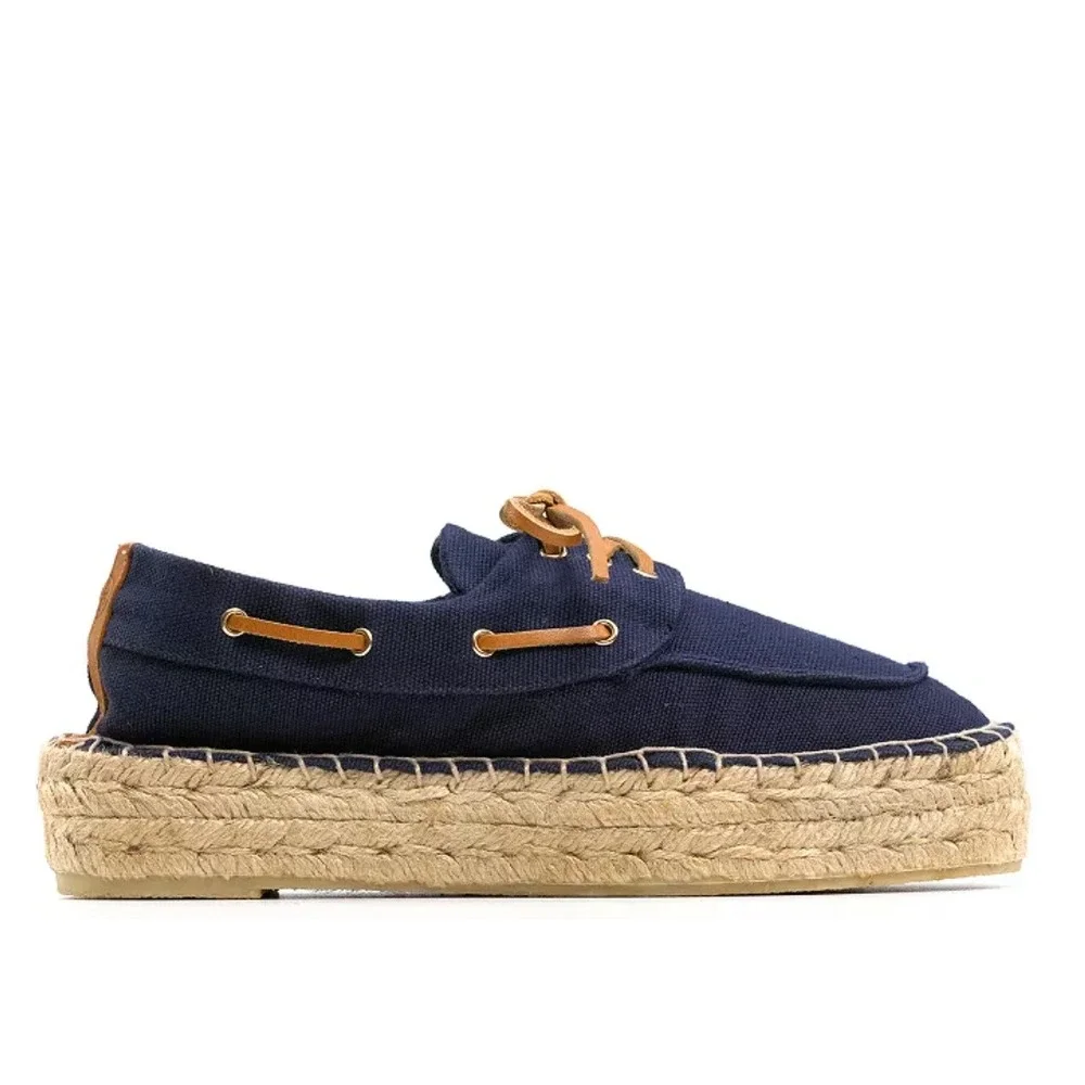 Tory Burch Blanton Espadrille Womens 9 Blue Tan Jute Resort Travel Vacation Boat